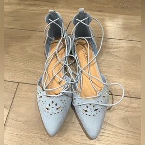 NEW Christian Siriano for Payless Light Blue Lace-Up Pointy Flats